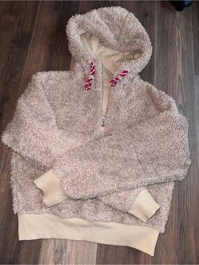 Cozy Sherpa Half-Zip Hoodie - Taupe